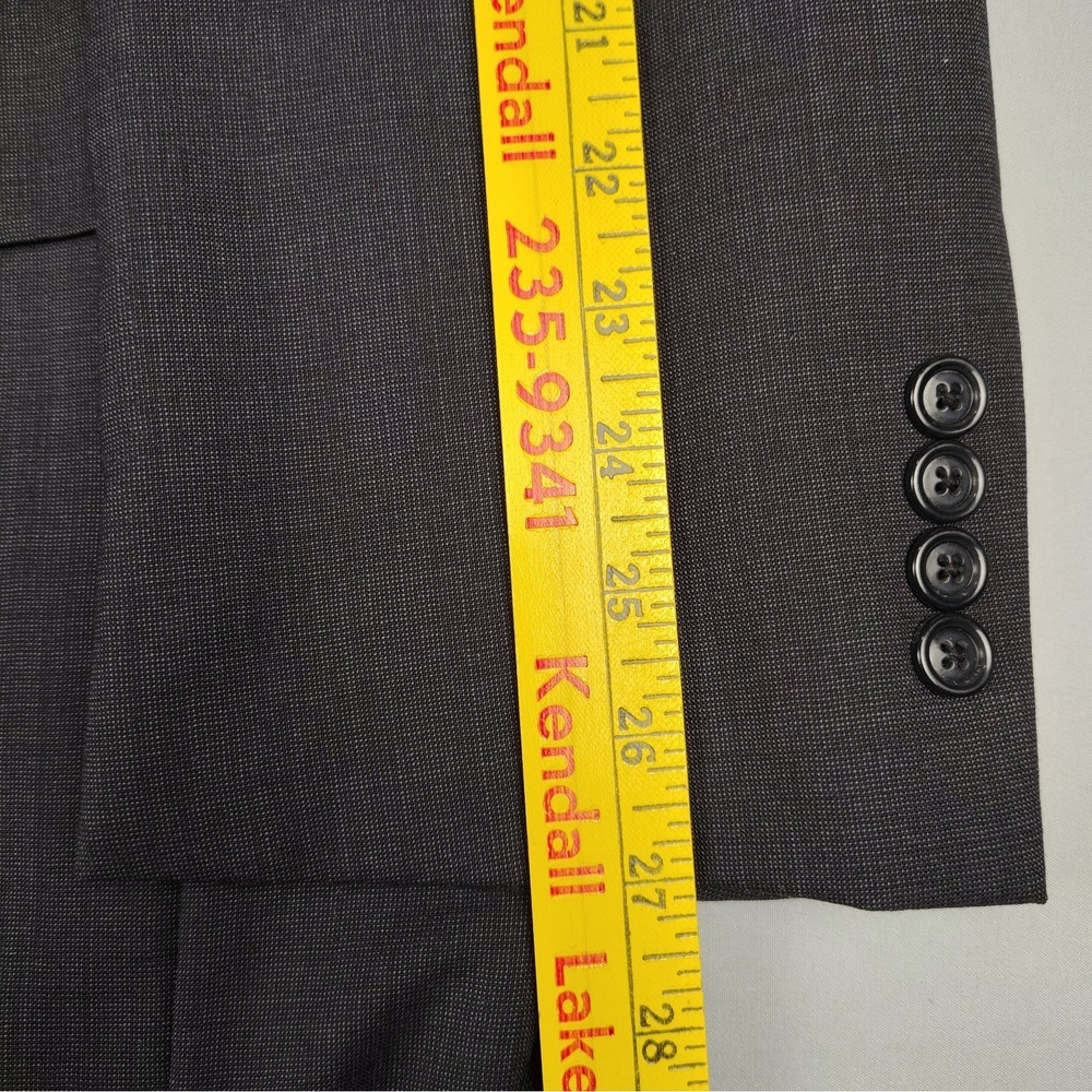 Jos A Bank Mens 50L Charcoal Gray 100% Wool 2 Piece Suit 45 Waist Unhemmed Pants - Picture 8 of 16